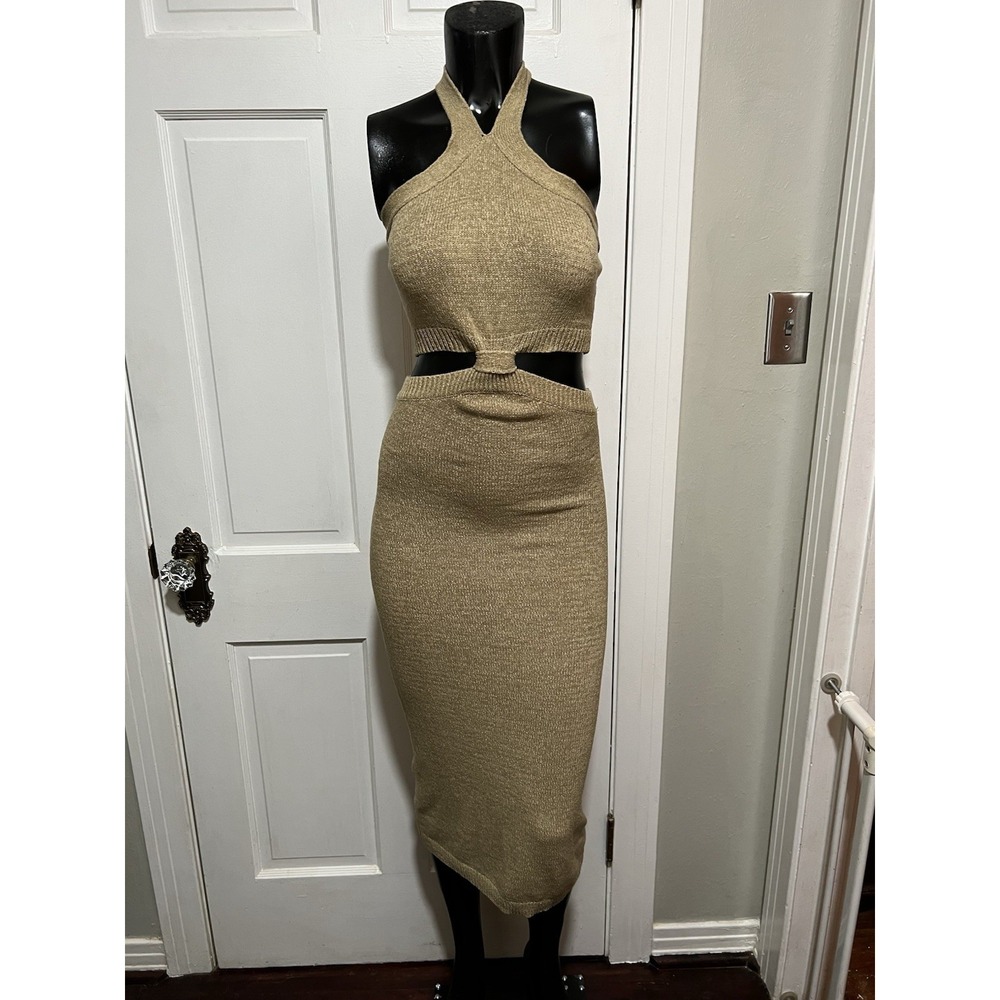 New Mabel Two Piece Dress Outfit Tan Colored Womens Size Medium
